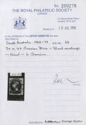 1868-79 Perf 11&frac12;-12&frac12; '3-PENCE' in Black on 4d Prussian blue SG 66, 'PORT AUGUSTA' cds, Cat &pound;850. RPSofL Certificate (2008). - 3