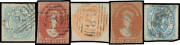 1853-67 Imperforate Issues on hingeless pages with Couriers 1d x2 & 4d x9 including a pair, Large Star 1d x2, 2d x3 & 4d x8 including two strips of 3, No Watermark 1d x3 (one with postal manuscript cancel), 2d & 4d x2, Numeral Watermarks 1d x73 including 