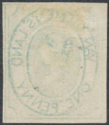 1853 Couriers ONE PENNY: Early Printings on Medium Soft Yellowish Paper 1d pale blue SG 1, margins close to large with complete outer framelines, unused, Cat £11,000. A remarkably fine unused example. Ex Koichi Sato: acquired for €3840. RPSofV Certificate - 2