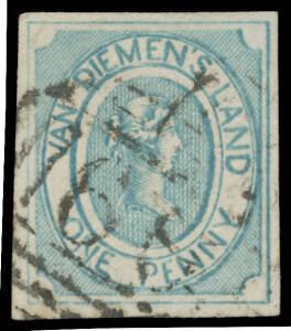 1853 Couriers Early Printings on Medium Soft Yellowish Paper 1d pale blue SG 1, margins good to large with complete outer framelines, untidy numeral cancellation, Cat &pound;1500. Ex Sir Henry Somerset.