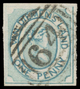 1853 Couriers Later Printings on Hard White Paper 1d pale blue SG 3, large even margins with complete outer framelines, superb First Allocation BN '64' cancellation, Cat £1300. Superb! Ex Sir Henry Somerset. RPSofL Certificate (1973).