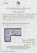 1853 Couriers Later Printings on Hard White Paper 1d blue SG 4 irregular strip of 4 [1-3/7], large even margins with complete outer framelines except at lower-left, First Allocation BN '61' cancellations of Hobart, Cat &pound;5200++. A rare & remarkably fine mu - 3