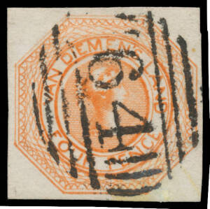 1853 Couriers Plate II Coarse Engraving 4d orange SG 10, good even margins with complete outer framelines, superb First Allocation BN '64' cancellation, Cat £425.