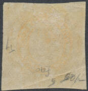 1853 Couriers Plate II Coarse Engraving 4d dull orange SG 11 [19] with margins good to large with complete outer framelines & complete 'Printed by H & C Best' Imprint, creased, unused, Cat &pound;5500+. Ex Koichi Sato, who stated it is the only recorded unused - 2