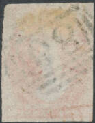 1855 London Printings with Large Star Wmk 1d carmine SG 14, an unusually large example with generous margins & a fragment of the adjoining unit at right, superb First Allocation BN '68' & small-part of 'PAID' cds of London (?) in red, Cat &pound;900. Superb! RP - 2