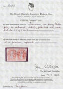 1856-57 No Watermark Thin White Paper 1d pale brick-red SG 19 horizontal pair, margins good to huge with fragments of three adjoining units, First Allocation BN '60', Cat &pound;1300+. Scarce multiple. RPSofV Certificate (2016) states "genuine, repaired" which - 3