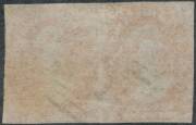 1856-57 No Watermark Pelure Paper 1d deep red-brown SG 24 horizontal pair, margins close to good except at lower-left where very slightly cut-into, lightly cancelled, Cat &pound;1500+. A rare multiple. Ex GH Boucher and Sir Henry Somerset. RPSofL Certificate (1 - 2