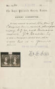 1856-57 No Watermark Pelure Paper 1d deep red-brown SG 24 horizontal pair, margins close to good except at lower-left where very slightly cut-into, lightly cancelled, Cat &pound;1500+. A rare multiple. Ex GH Boucher and Sir Henry Somerset. RPSofL Certificate (1 - 3