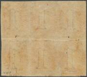 1857-67 Double-Lined Numerals 1d pale red-brown SG 26 block of 6 (3x2), margins just clear to good, ironed-out central horizontal crease & some minor soiling, unused, Cat &pound;3600++. A rare multiple. RPSofV Certificate (2016). - 2