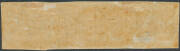1857-67 Double-Lined Numerals 4d blue SG 37 horizontal strip of 5, good to large margins at left & base, shaved/a little cut-into elsewhere, a few thins, large-part o.g., Cat &pound;2000+. Ex Sir Henry Somerset. RPSofV Certificate (2016) mentions an "ironed-out - 2