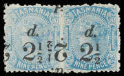1891 Surcharge 'd./2&frac12;' on 9d pale blue with the Surcharge Double One Inverted SG 168a horizontal pair, large-part o.g., Cat &pound;1400+. Scarce multiple. RPSofV Certificate (2016).