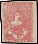 1854-57 Half-Lengths by Campbell & Fergusson 1d lilac-rose SG 28b, margins good to huge, shallow thin doesn't detract from the exceptional appearance, unused, Cat &pound;1500. RPSofV Certificate (2016).