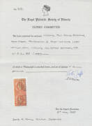 1859 Emblems New Printings Perf 12 4d rose-carmine as SG 85 but a vertical pair Imperforate Between Corrected with a Row of Rouletting, BN Reversed '6' of Port Fairy, sensibly reinforced. A dramatic and unique variety. Unlisted by Gibbons, despite its imp - 4