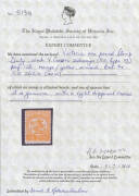 1884-96 Large Stamp Duty Wmk '19' &pound;1 orange/yellow Perf 12&frac12; SG 262a, large-part o.g., Cat &pound;1200. RPSofV Certificate (2014). - 3