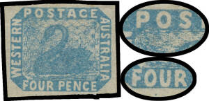 FOUR PENCE - IMPERFORATE: another example of the Tilted Border, margins good to large, unused, Cat &pound;3000. RPSofV Certificate (2012).