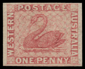 1861 Recess by Perkins Bacon 1d imperforate plate proof in carmine on ungummed unwatermarked paper, margins close to large.