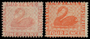 1861 Recess by Perkins Bacon Perf 14 at Somerset House 1d rose & 4d vermilion SG 38 & 40, unused, Cat &pound;825.