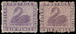 1863-64 No Watermark 1d carmine, 1d lake, 6d deep lilac & 6d dull violet SG 49-51a complete, part- to large-part o.g., Cat &pound;825. Underrated. (4)