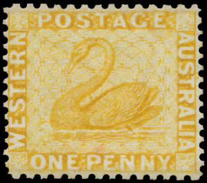 1882-85 Crown/CA Perf 12x14 1d yellow-ochre SG 81, unusually well centred, large-part o.g., Cat &pound;2750. A very rare stamp unused. RPSofV Certificate (2016). [There was no unused example in any of the Chadwick, Gartner, Slade-Slade, "Austin" (du Pont), Juhl