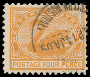 1905-12 Crown/A Perf 11 4d "pale chestnut" BW #W37B (SG 154a), minor tonespots, Fremantle cds of 14JA09, Cat $750 (&pound;400). RPSofV Certificate (2016).