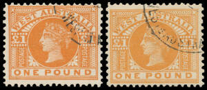 PRESENTATION SETS: &frac12;d, 1d, 2&frac12;d to 2/6d, 10/- & &pound;1 both shades from various issues, all CTO with Perth cds, mostly with large-part o.g., some hinge remainders. (16)
