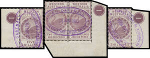 Long Types (various watermarks) 6d, 2/6d single & pair, 3/-, 5/- & 10/- all marginal examples with Plate Number '1', strong colours, various oval datestamps. A very scarce & attractive group. [Francis Kiddle's unmounted mint 10/- with Plate Number '1' sol
