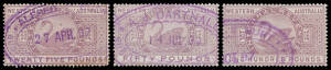 1896 Wmk Large CA/Crown (Thicker Lettering) 1d to &pound;100 Dzelme R32-43, a premium set with good colour & all with oval datestamp cancellations, the &pound;25 with minor faults otherwise very fine, Elsmore Online $1450+. [Very small numbers of the high values were