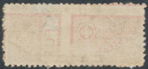 1911-13 Large W[crown]A Wmk with Cross on Crown &pound;1 black & bright violet with light but obvious Offset of 4/- Railways Stamps (!) on the reverse #R103Ae, boxed datestamp.