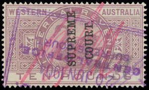 1903-05 Overprints Large CA/Crown Wmk (Thicker Lettering) Overprint Sideways Reading Upwards &pound;10 lilac #S4B, good colour, manuscript cancellation in rosine plus boxed cancel of 20JAN1904 in violet, Elsmore Online Cat $2000. [John Dzelme at page 83 states 