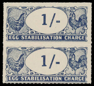 EGG STABILISATION CHARGES: 1940 1d to 1/- complete vertical pairs, full unmounted o.g., Elsmore Online Cat $1400+. Superb! (7 pairs)