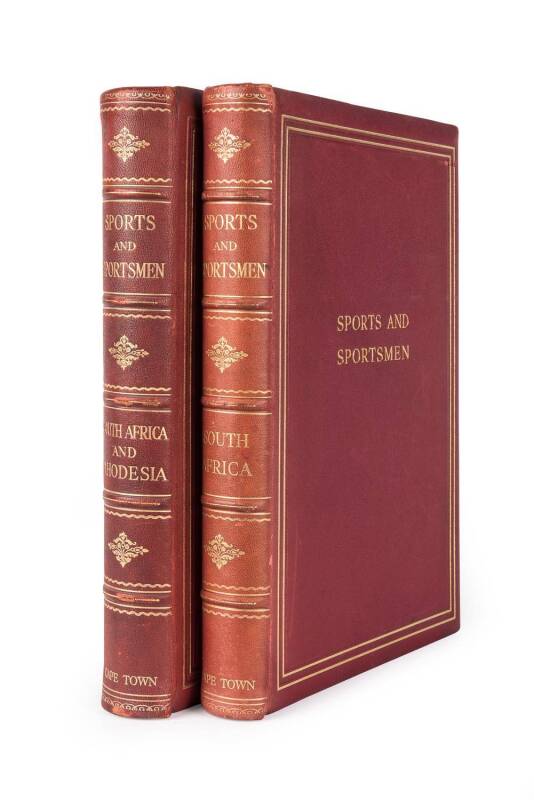 "Sport and Sportsmen - South Africa" & "Sport & Sportsmen - South Africa and Rhodesia", both volumes numbered 309/500, published by the Cape Times [Cape Town, 1929], leather bound, 526pp & 624pp (latter edition with minor water damage).