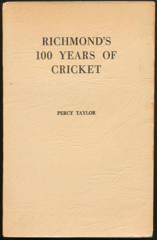 1950s AUTOGRAPH BOOK, with c156 signatures, noted cricket teams with 1950-51 Australia, 1950-51 England, 1951-52 West Indies, 1952-53 South Africa, Don Bradman; football with John Coleman & Richmond; 1956 Olympians. Also book "Richmond's 100 Years of Cric