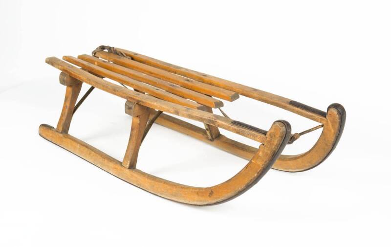 TOBOGGAN, wood & metal. Great for the snow or decorator piece.