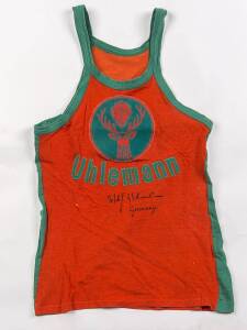 DETLEF UHLEMANN'S RUNNING SINGLET, signed "Detlef Uhlemann, Germany" on front. [Detlef Uhlemann won the bronze medal at the 1977 IAAF World Cross Country Championships].