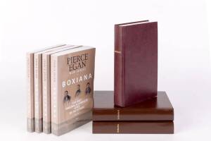 "Boxiana; or Sketches of Modern Pugilism", by Pierce Egan, reprinted editions of Volumes I-III edited by Scott Noble [Toronto, 1997-2001]; plus Elibron Classics Replica Editions of Volumes 1 & 2 in four parts [c2001]. G/VG condition.
