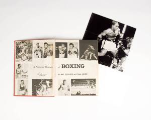 ROCKY MARCIANO: Book "A Pictorial History of Boxing"  by Fleischer/Andre [London, 1966] with pencil signature inside cover by Rocky Marciano, with accompanying b/w photo.