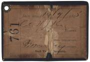 MELBOURNE CRICKET CLUB: 1895-96 Member's Season Ticket, blue leather cover with gilt MCC logo & "1895-96" on front. No.761 Col.H.J.King. Fair/Good condition. - 2