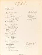 1934 & 1938 AUSTRALIAN TEAMS: Book "The Fifth Continent" by Hoppe [London, 1931], signed in front by 1934 Australian team (20 signatures including Bill Woodfull, Don Bradman & Arthur Mailey self-caricature); and signed at reverse by 1938 Australian team&nbsp;( - 3