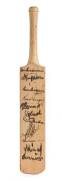 1937 DON BRADMAN'S XI v VIC RICHARDSON'S XI, Testimonial for Vic Richardson & Clarrie Grimmett at Adelaide Oval, miniature bat (30cm long) signed by Bradman's team on front, and Richardson's team on reverse, with 23 signatures, including Don Bradman, Jack - 2