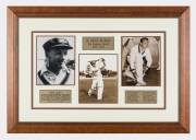 DON BRADMAN, signed photograph, window mounted with two other photos, framed & glazed, overall 97x67cm. With CoA.