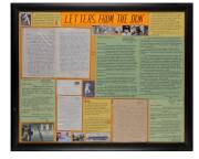 DON BRADMAN, display comprising three hand-written signed letters from Don Bradman, 1939 letter regarding abstinence from alcohol, 1987 & 1990 letters to Norm Bevan, manager of the Reserve Bank, framed & glazed, overall 109x89cm.