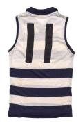 GREG WILLIAMS' GEELONG JUMPER, number "11". Together with two pewter tankards, one engraved "G.F.C./ Jack Radford Trophy/ Melcat Award/ Best & Fairest 1985/ Greg Williams", other engraved "G.F.C./ The Pivots/ Jack Radford Memorial Trophy/ Best Player 1985