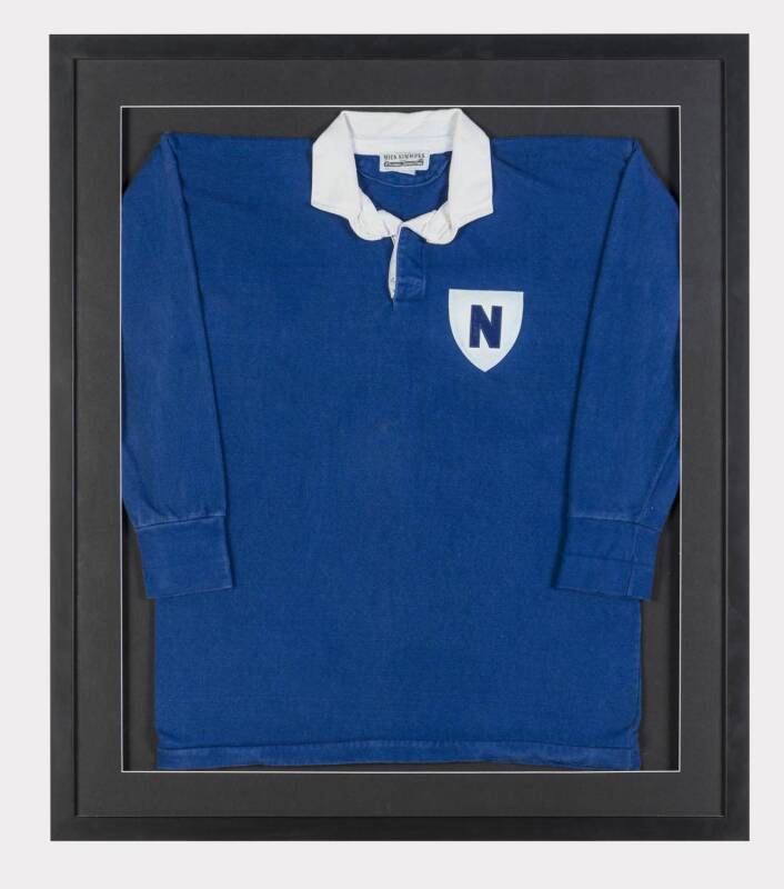 NEWTOWN JETS, c1967 Newtown jersey, window mounted, framed & glazed, overall 83x95cm.