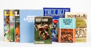 RUGBY LEAGE LIBRARY, noted books (19) including "True Blue - The story of the NSW Rugby League" by Heads [Sydney, 1992]; "From All Blacks to all Golds - New Zealand's Rugby League Pioneers" by Haynes [Christchurch, 1996]; "The Flying Springbok - The Rugby