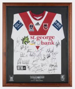 ST.GEORGE ILLAWARRA DRAGONS, signed jumper from 2006 with 23 signatures, framed & glazed, overall 83x99cm.