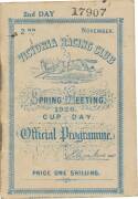 1920 MELBOURNE CUP: "2nd Day, 2nd November, Victoria Racing Club, Spring Meeting 1920, Cup Day, Official Programme".