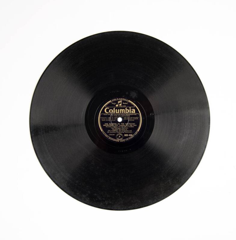 1934 MELBOURNE CUP: 78rpm record "The Running of the Centenary Melbourne Cup, Tuesday, Nov.6th, 1934".