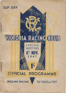 1947 MELBOURNE CUP: "Cup Day, Victoria Racing Club, Spring Meeting, 4th Nov. 1947, Official Programme".