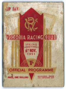 1951 MELBOURNE CUP: "Cup Day, Victoria Racing Club, Spring Meeting, 6th Nov. 1951, Official Programme".