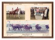 MANIKATO: Group including 1978-79 Australia's Race Horse of the Year trophy; trainer's trophies for 1978 Marlboro Cup & 1979 Rothmans Hundred Thousand Doomben (silver cigarette box); 'The Legends' trophy; saddlecloth; framed photographs (3), teaspoon. Ex - 3